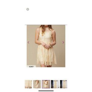 Altar'd State Women's Dress Off-White Lace Overlay W/ Floral Accents New Size L